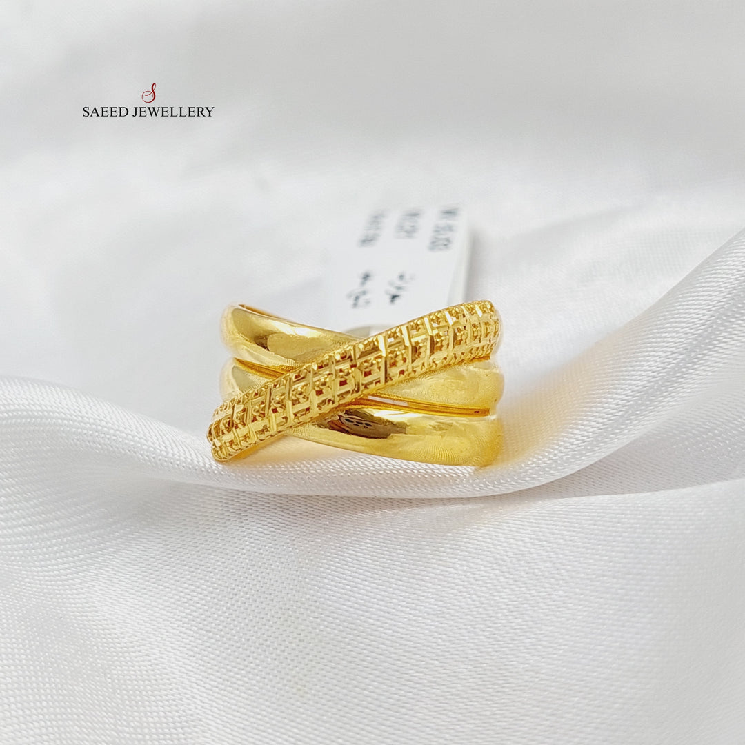 X Style Ring  Made Of 21K Yellow Gold by Saeed Jewelry-28717