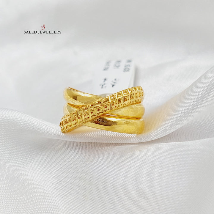 X Style Ring  Made Of 21K Yellow Gold by Saeed Jewelry-28717