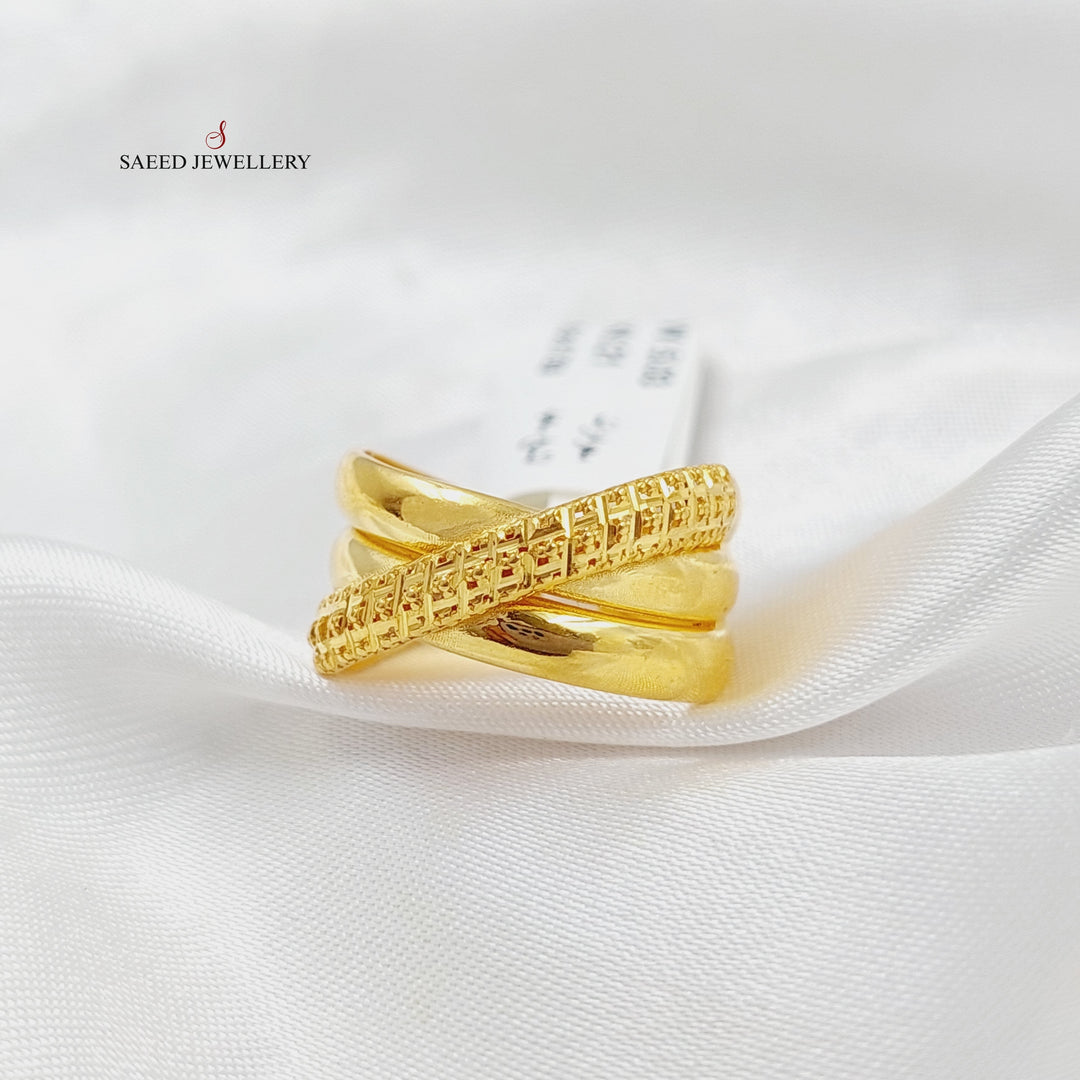 X Style Ring  Made Of 21K Yellow Gold by Saeed Jewelry-28717