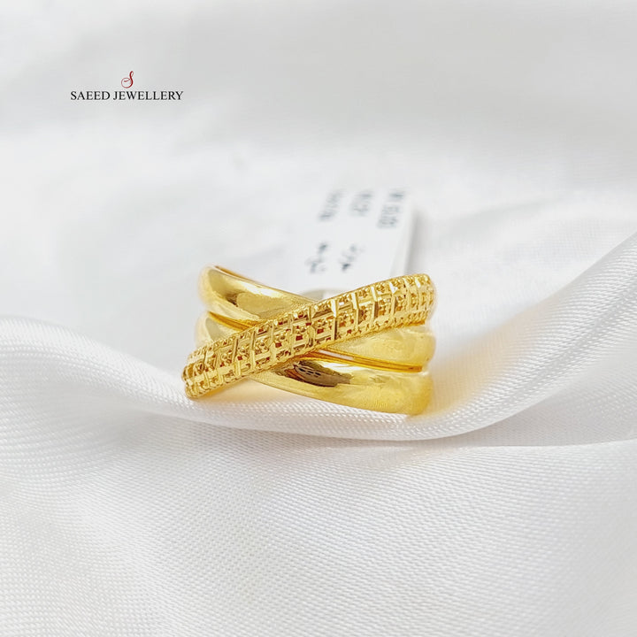 X Style Ring  Made Of 21K Yellow Gold by Saeed Jewelry-28717
