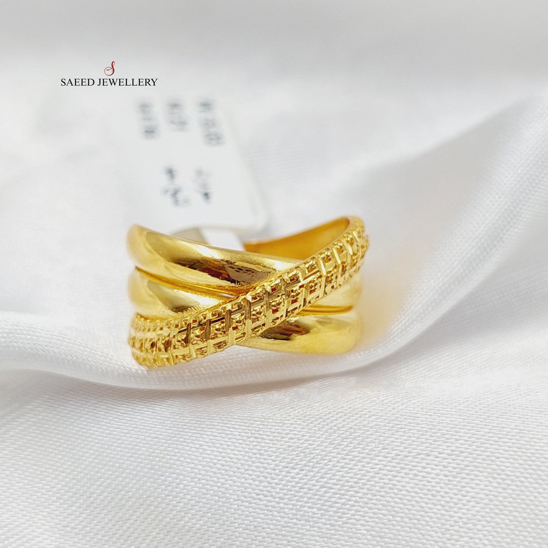X Style Ring  Made Of 21K Yellow Gold by Saeed Jewelry-28717