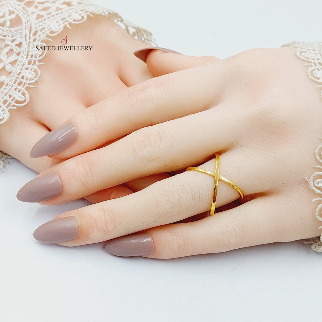 X Style Ring  Made of 21K Yellow Gold by Saeed Jewelry-31009