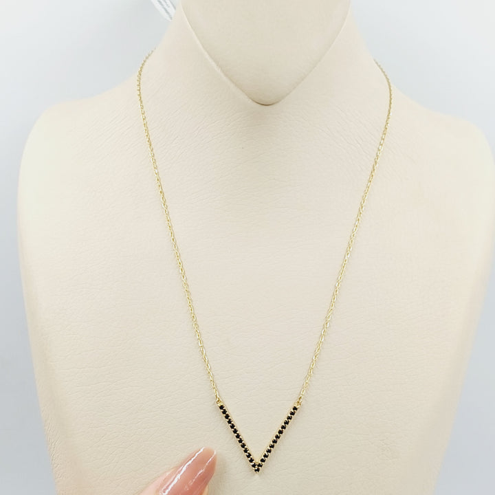 Zircon Studded Arrow Necklace  Made Of 18K Yellow Gold by Saeed Jewelry-30513