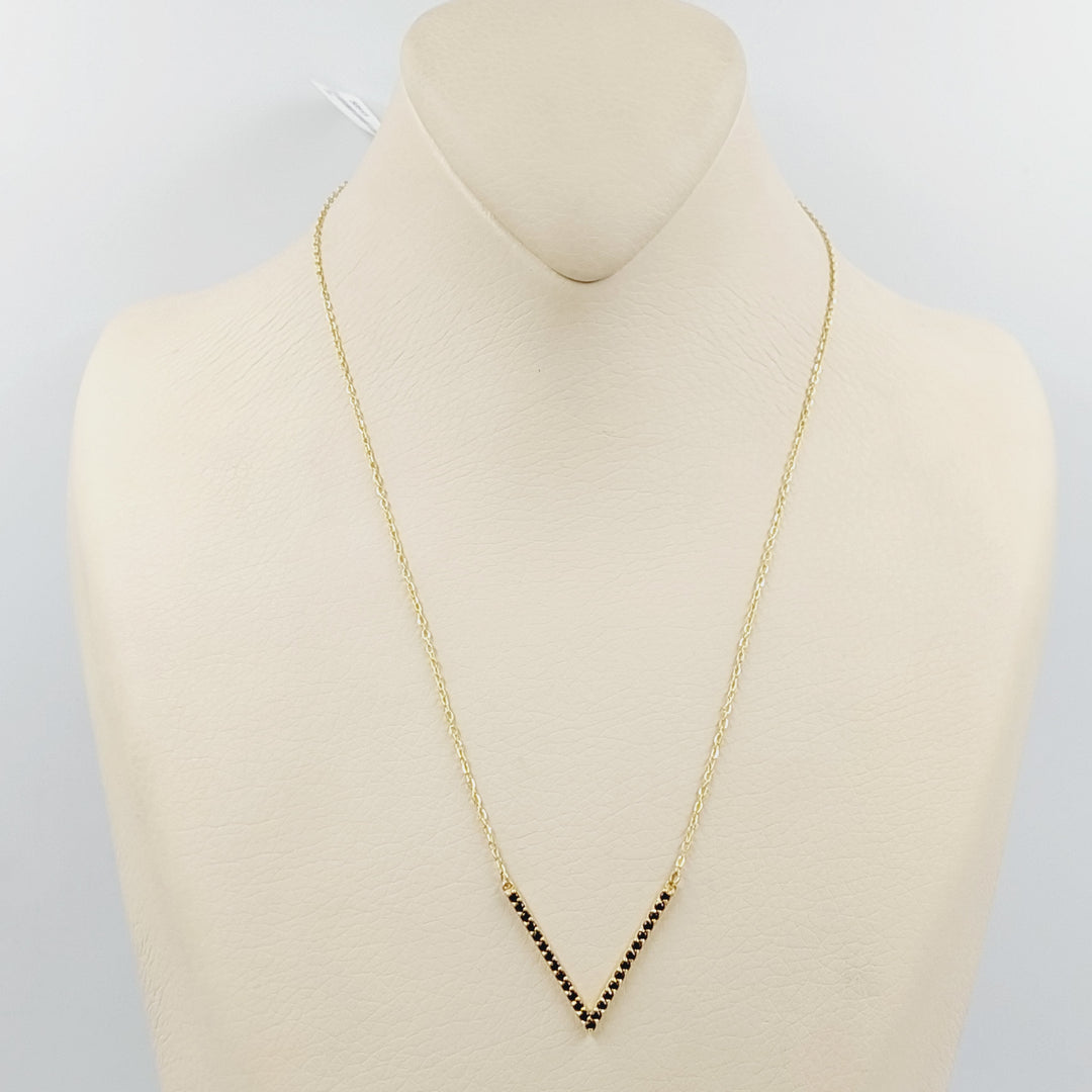 Zircon Studded Arrow Necklace  Made Of 18K Yellow Gold by Saeed Jewelry-30513
