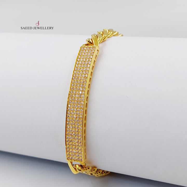 Zircon Studded Bar Bracelet  Made Of 21K Yellow Gold by Saeed Jewelry-29780