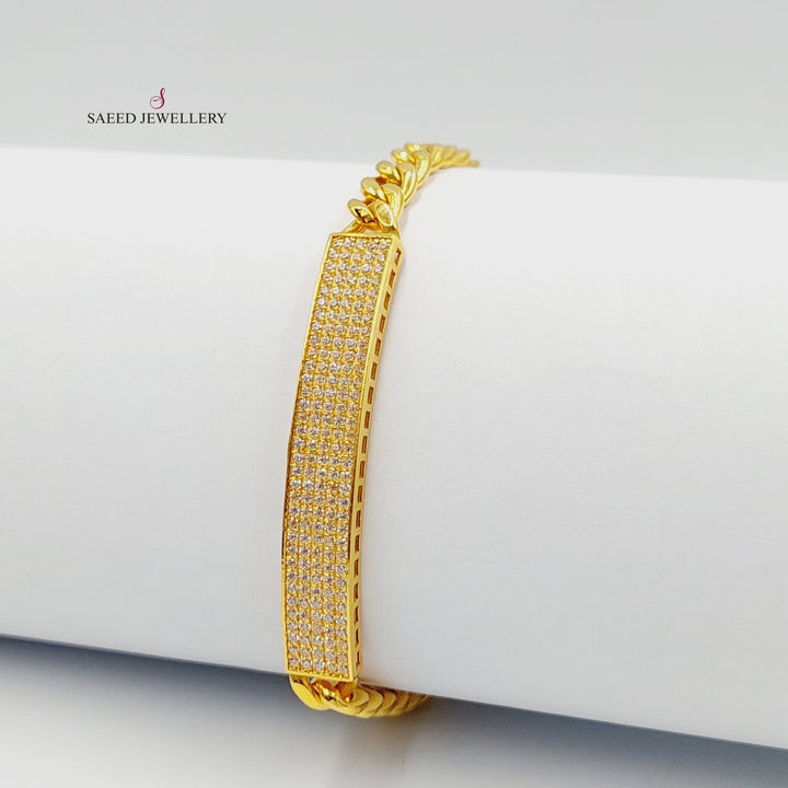 Zircon Studded Bar Bracelet  Made Of 21K Yellow Gold by Saeed Jewelry-30684