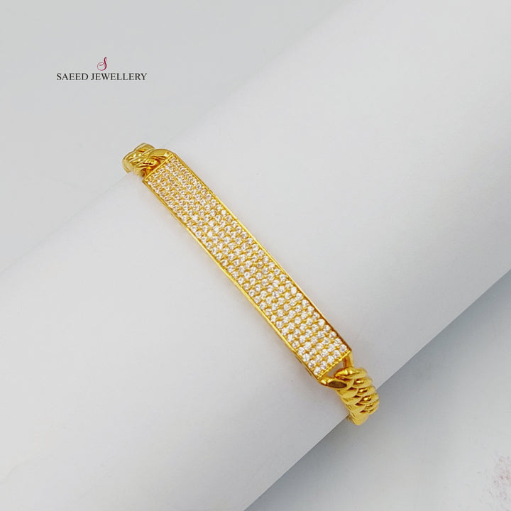 Zircon Studded Bar Bracelet  Made Of 21K Yellow Gold by Saeed Jewelry-30684