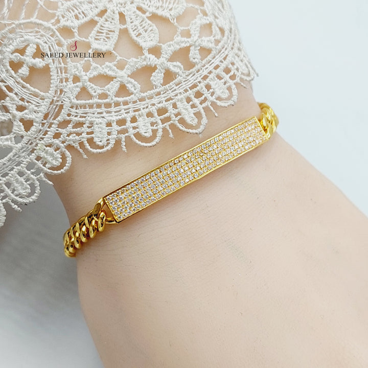 Zircon Studded Bar Bracelet  Made Of 21K Yellow Gold by Saeed Jewelry-30684