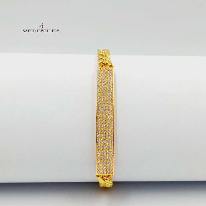 Zircon Studded Bar Bracelet  Made Of 21K Yellow Gold by Saeed Jewelry-30684