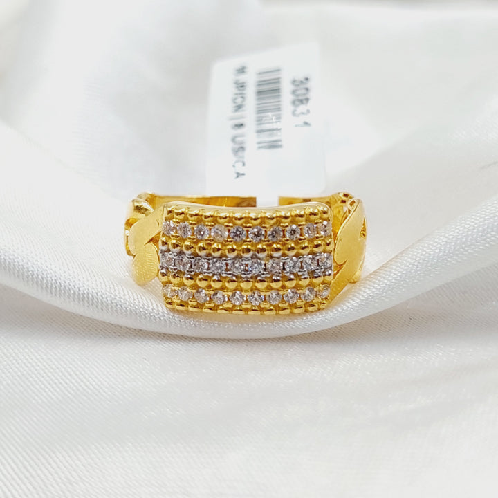 Zircon Studded Bar Ring  Made of 21K Yellow Gold by Saeed Jewelry-30831