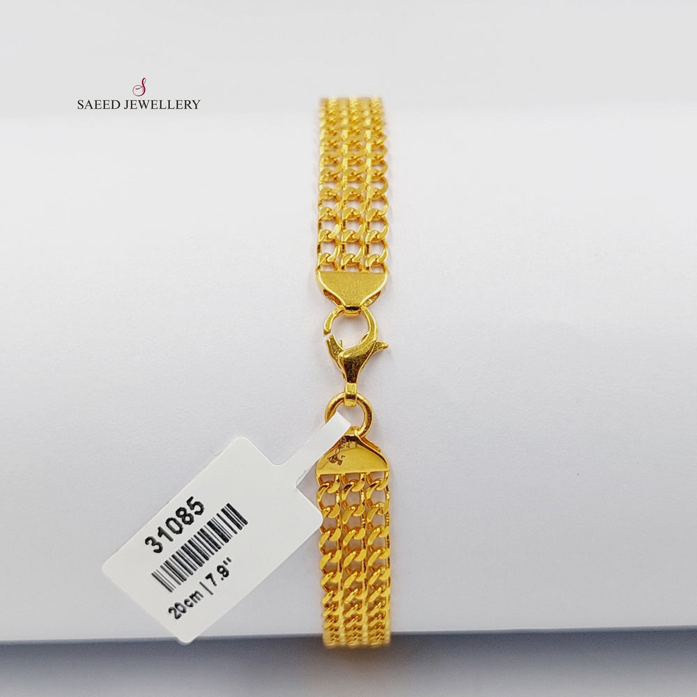 Zircon Studded Belt Bracelet Made of 21K Yellow Gold by Saeed Jewelry-31085