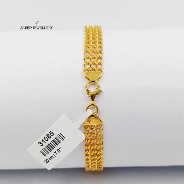 Zircon Studded Belt Bracelet Made of 21K Yellow Gold by Saeed Jewelry-31085