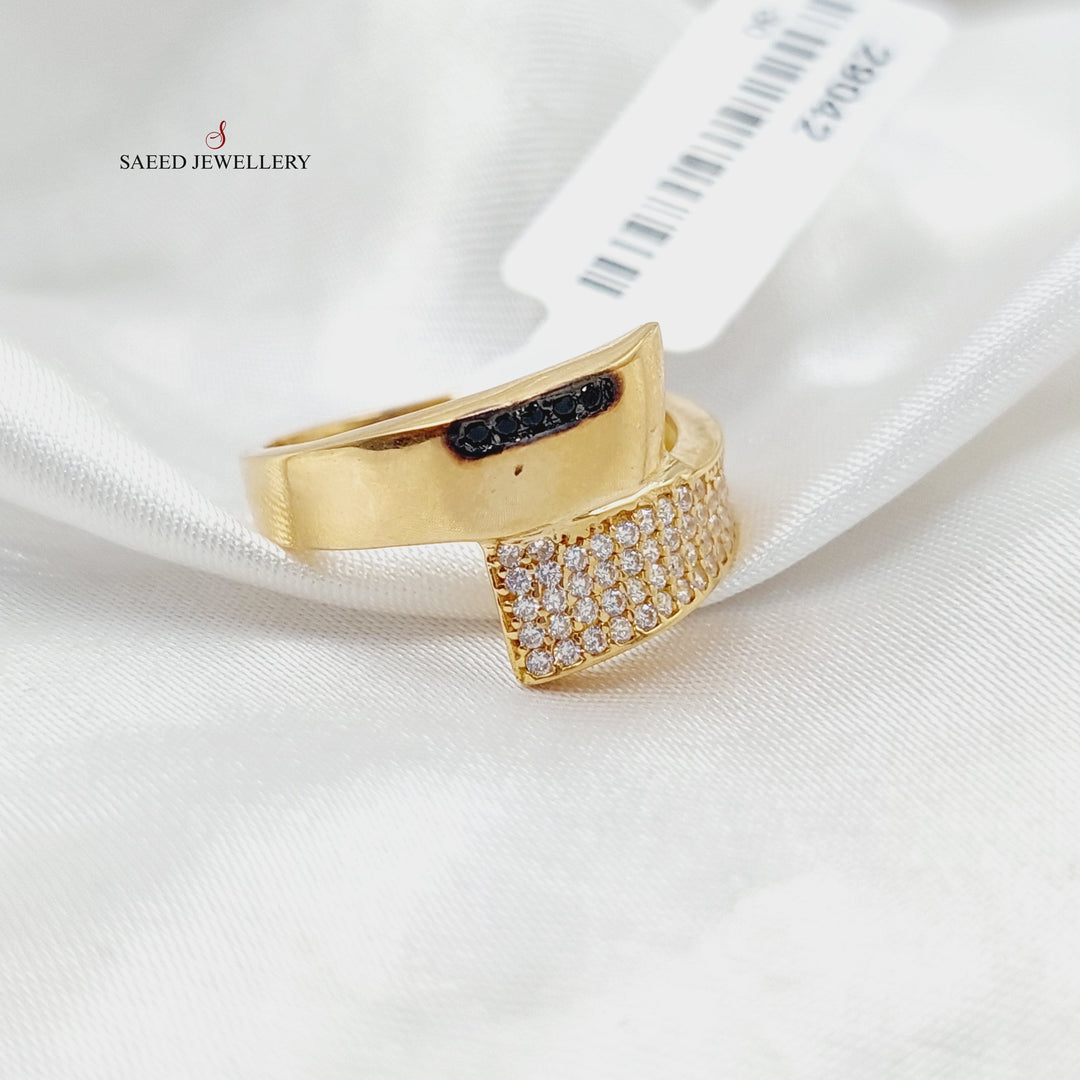 Zircon Studded Belt Ring  Made Of 21K Yellow Gold by Saeed Jewelry-29042