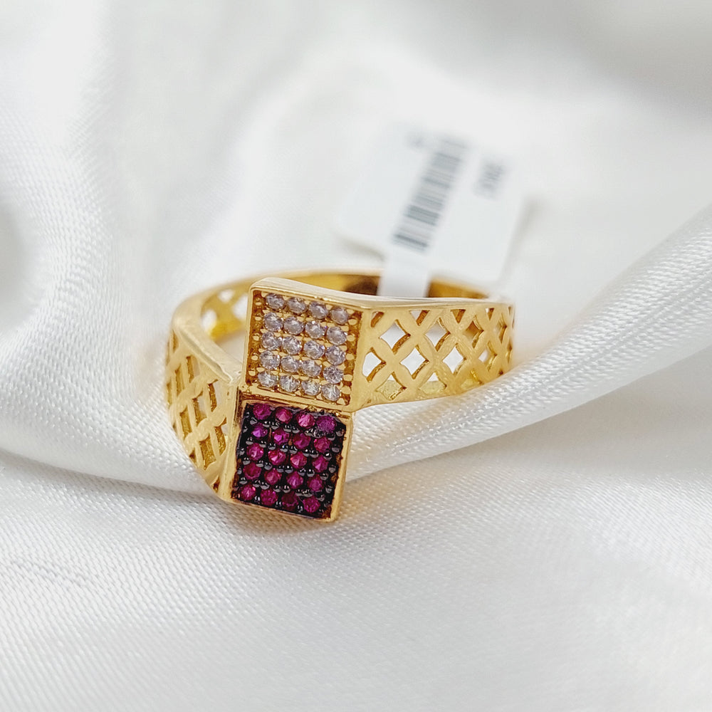Zircon Studded Belt Ring  Made Of 21K Yellow Gold by Saeed Jewelry-29043