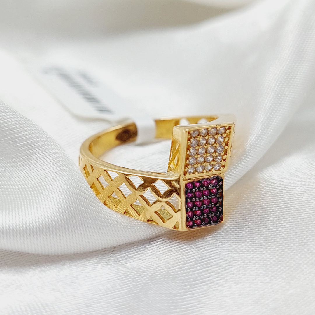 Zircon Studded Belt Ring  Made Of 21K Yellow Gold by Saeed Jewelry-29043