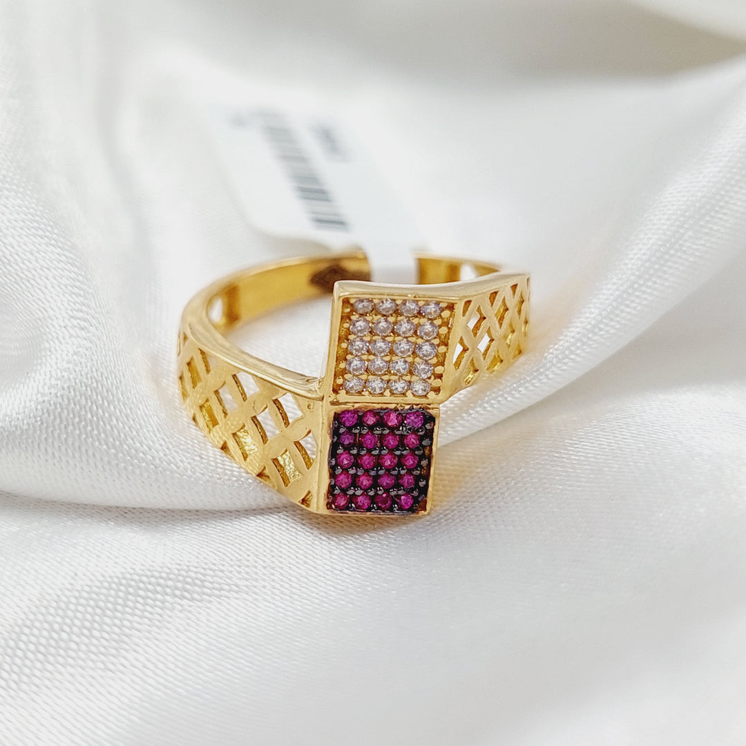 Zircon Studded Belt Ring  Made Of 21K Yellow Gold by Saeed Jewelry-29043