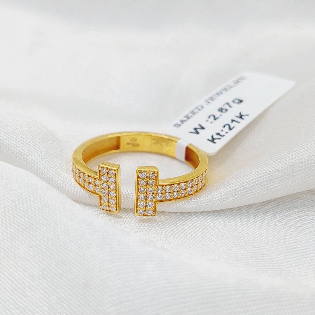 Zircon Studded Belt Ring  Made of 21K Yellow Gold by Saeed Jewelry-30971
