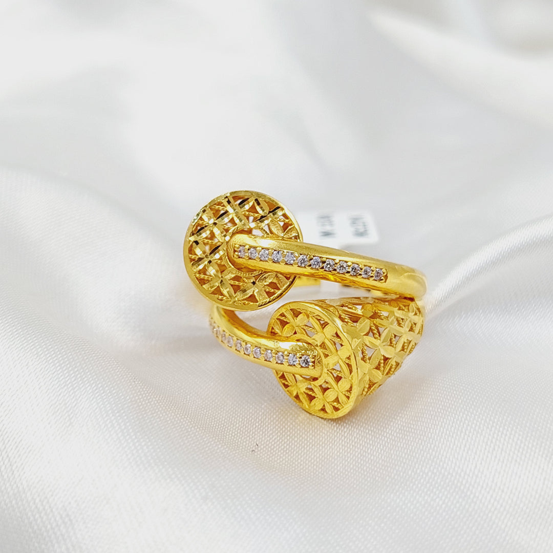 Zircon Studded Belt Ring  Made of 21K Yellow Gold by Saeed Jewelry-31013