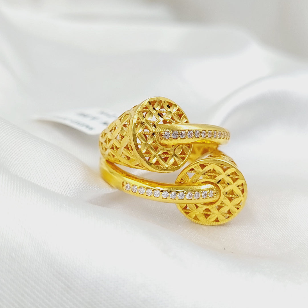 Zircon Studded Belt Ring  Made of 21K Yellow Gold by Saeed Jewelry-31013