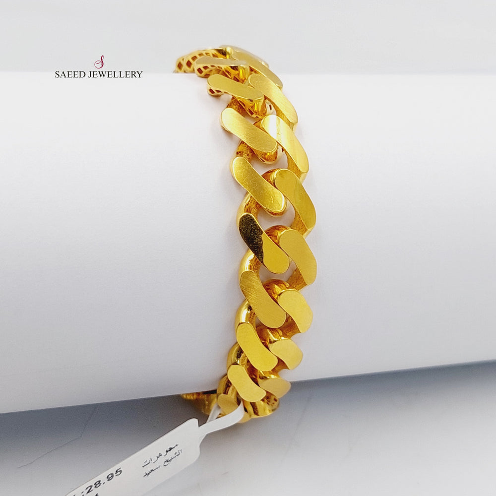 Zircon Studded Cuban Links Bracelet  Made Of 21K Yellow Gold by Saeed Jewelry-30435