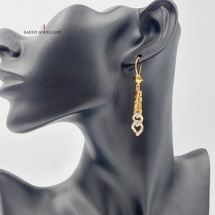 Zircon Studded Cuban Links Earrings  Made Of 21K Yellow Gold by Saeed Jewelry-28971