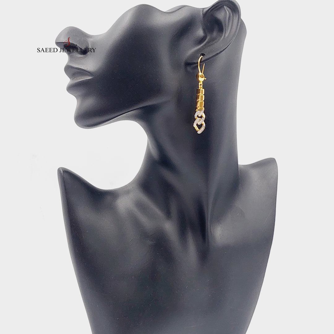 Zircon Studded Cuban Links Earrings  Made Of 21K Yellow Gold by Saeed Jewelry-28971