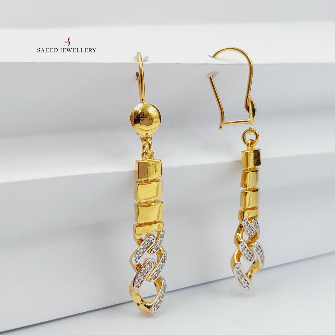 Zircon Studded Cuban Links Earrings  Made Of 21K Yellow Gold by Saeed Jewelry-28971