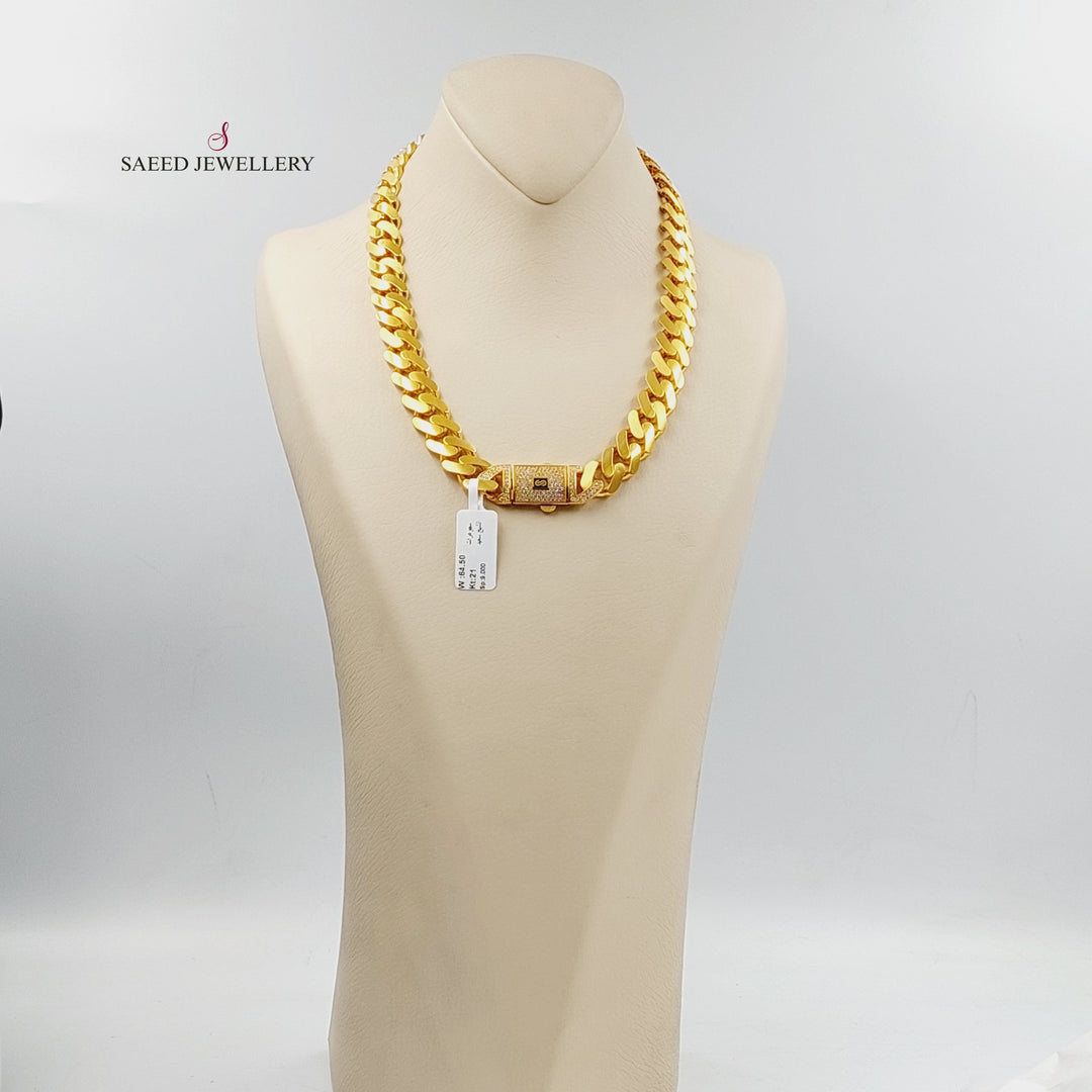 Zircon Studded Cuban Links Necklace  Made Of 21K Yellow Gold by Saeed Jewelry-30436