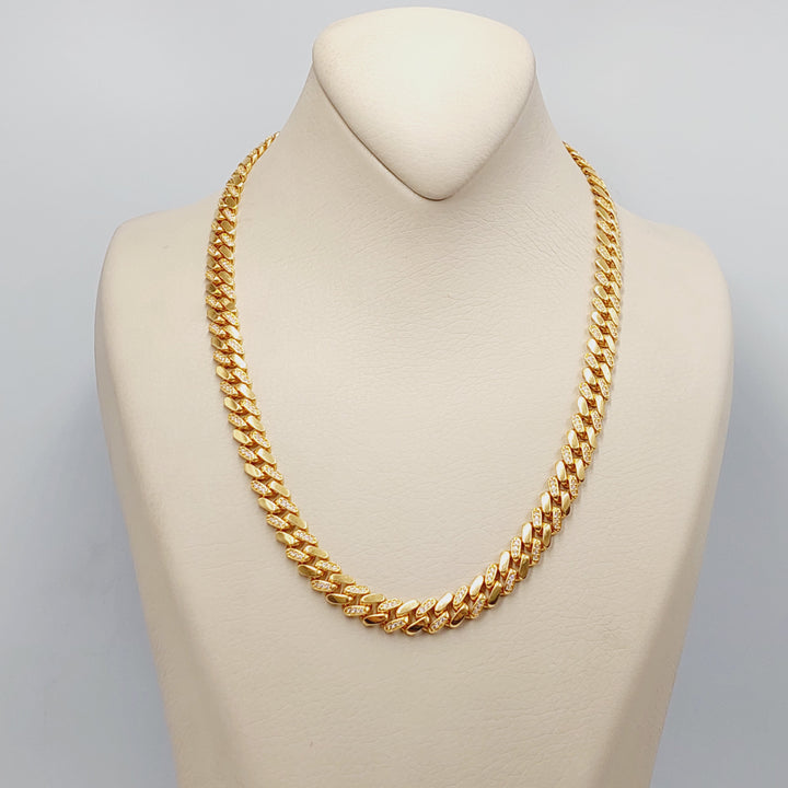 Zircon Studded Cuban Links Necklace  Made of 21K Yellow Gold by Saeed Jewelry-30912