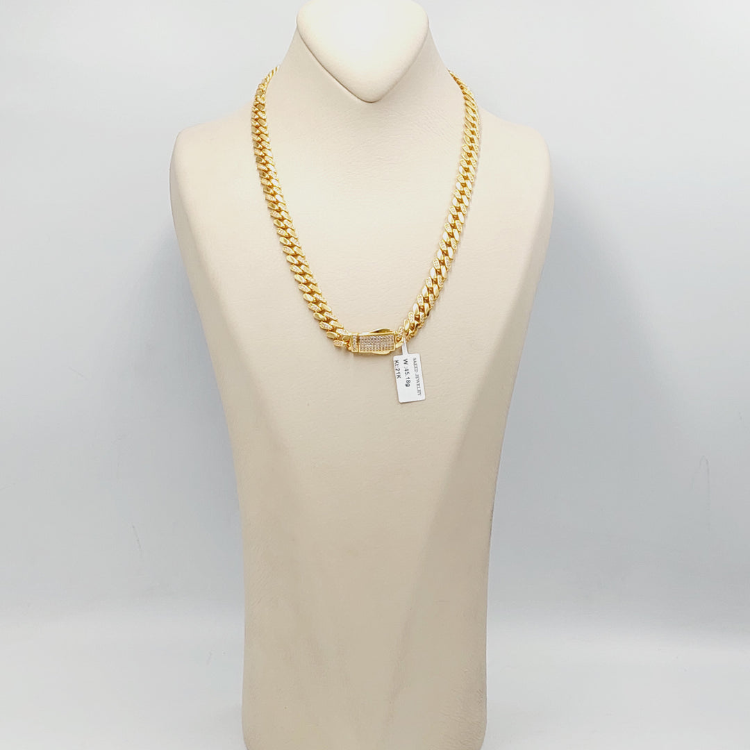 Zircon Studded Cuban Links Necklace  Made of 21K Yellow Gold by Saeed Jewelry-30912