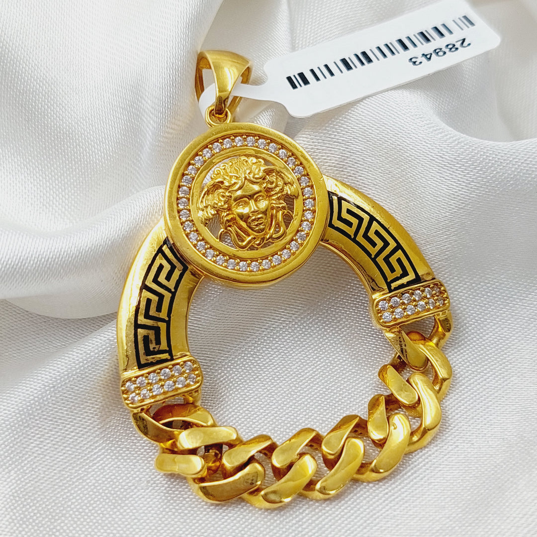Zircon Studded Cuban Links Pendant  Made Of 21K Yellow Gold by Saeed Jewelry-28943