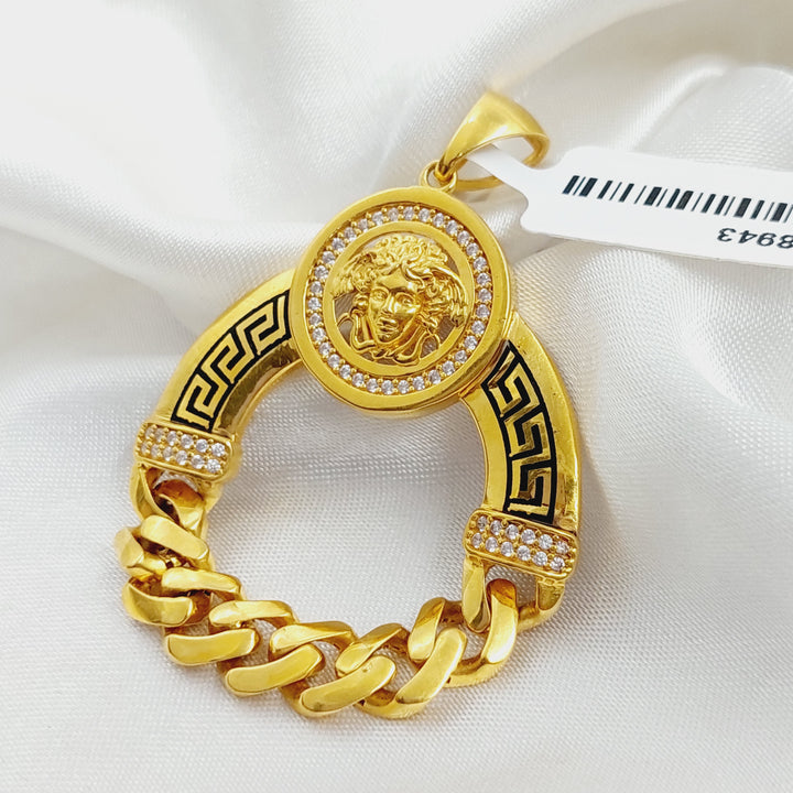 Zircon Studded Cuban Links Pendant  Made Of 21K Yellow Gold by Saeed Jewelry-28943