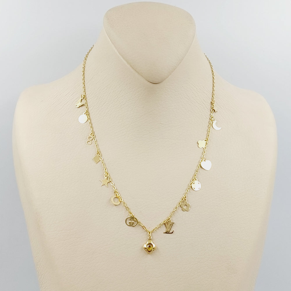 Zircon Studded Dandash Necklace  Made Of 18K Yellow Gold by Saeed Jewelry-30512