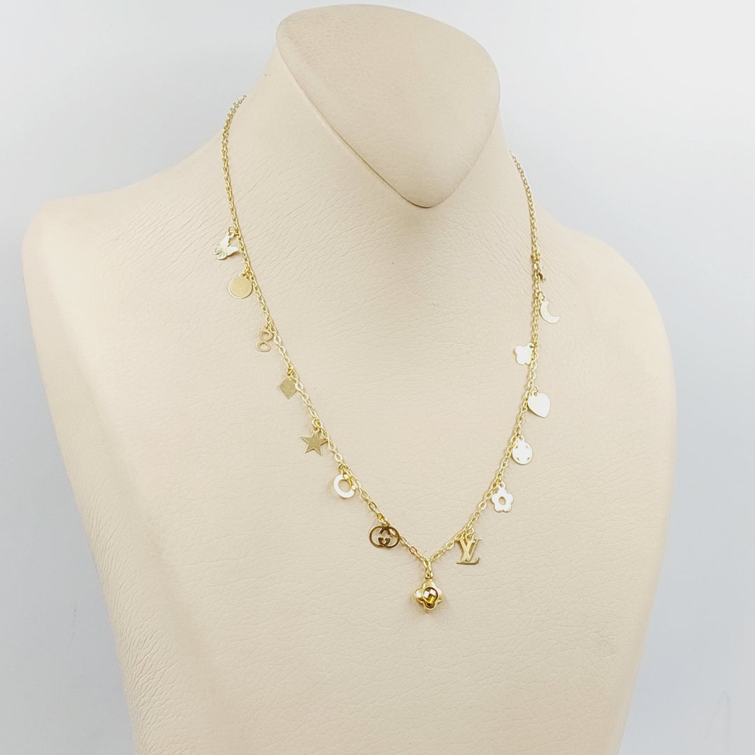 Zircon Studded Dandash Necklace  Made Of 18K Yellow Gold by Saeed Jewelry-30512