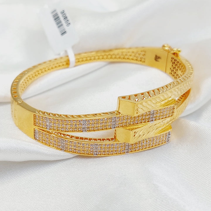 Zircon Studded Deluxe Bangle Bracelet  Made of 21K Yellow Gold by Saeed Jewelry-30855