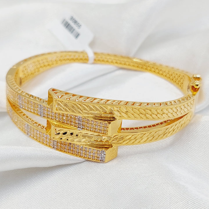 Zircon Studded Deluxe Bangle Bracelet  Made of 21K Yellow Gold by Saeed Jewelry-30855