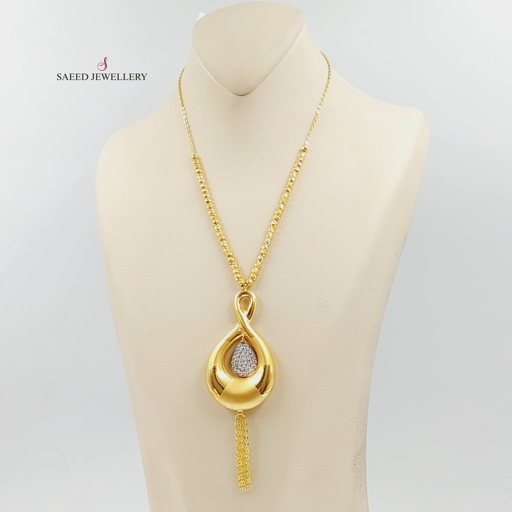 Zircon Studded Deluxe Necklace  Made Of 21K Yellow Gold by Saeed Jewelry-30198