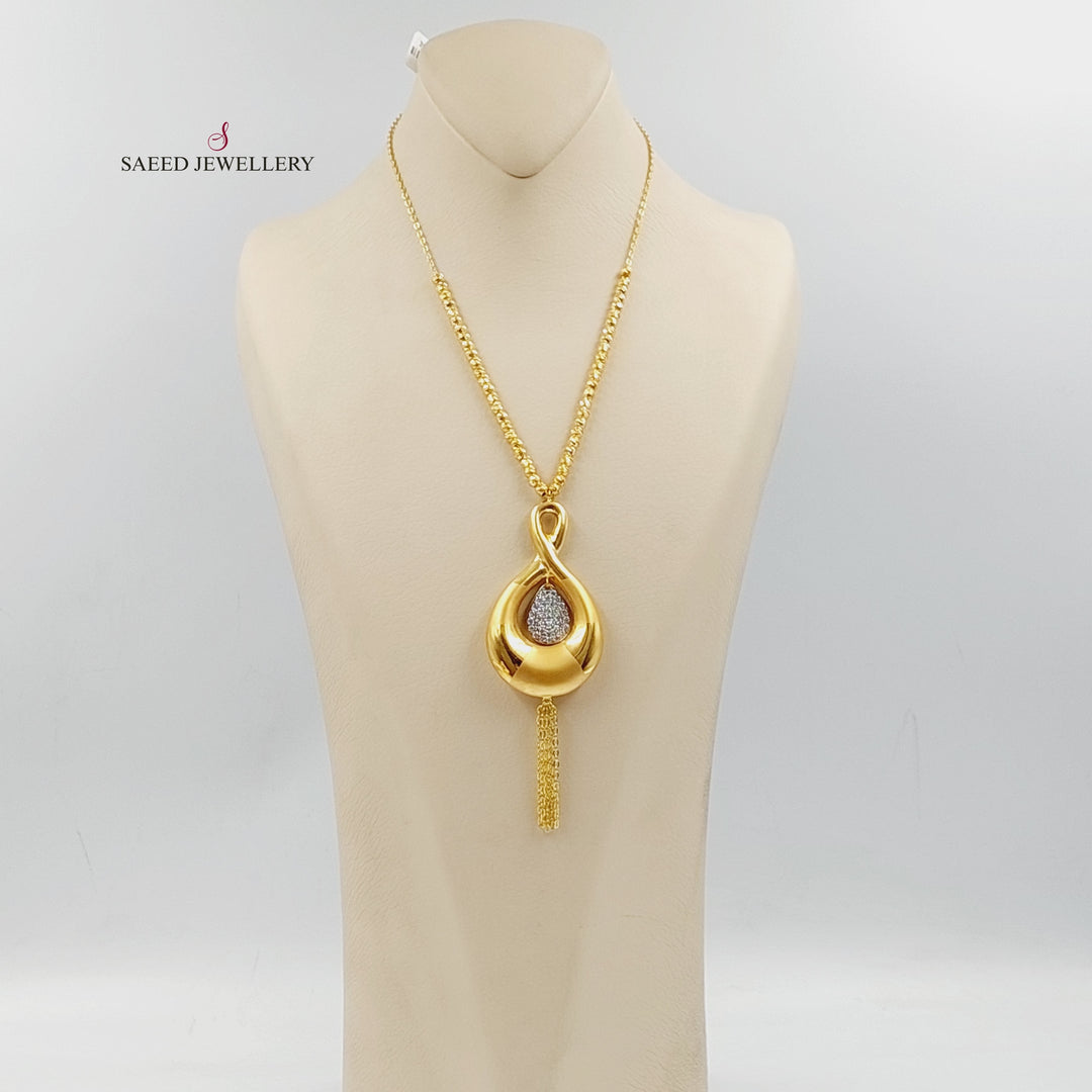 Zircon Studded Deluxe Necklace  Made Of 21K Yellow Gold by Saeed Jewelry-30198