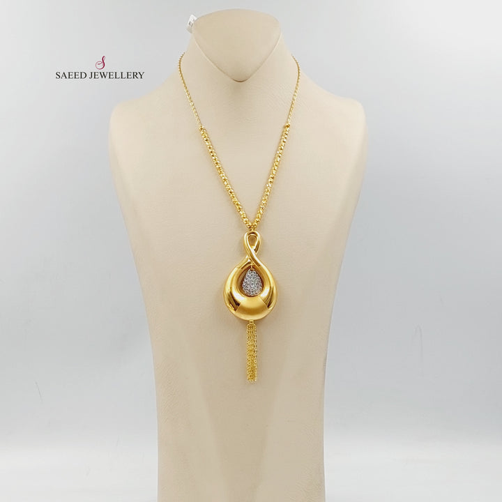 Zircon Studded Deluxe Necklace  Made Of 21K Yellow Gold by Saeed Jewelry-30198