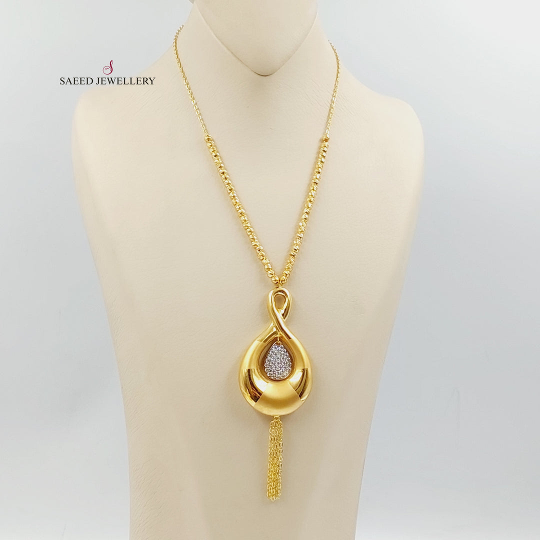 Zircon Studded Deluxe Necklace  Made Of 21K Yellow Gold by Saeed Jewelry-30198