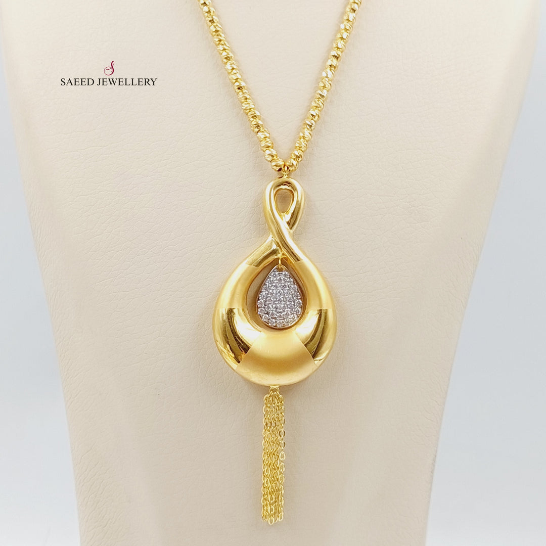 Zircon Studded Deluxe Necklace  Made Of 21K Yellow Gold by Saeed Jewelry-30198