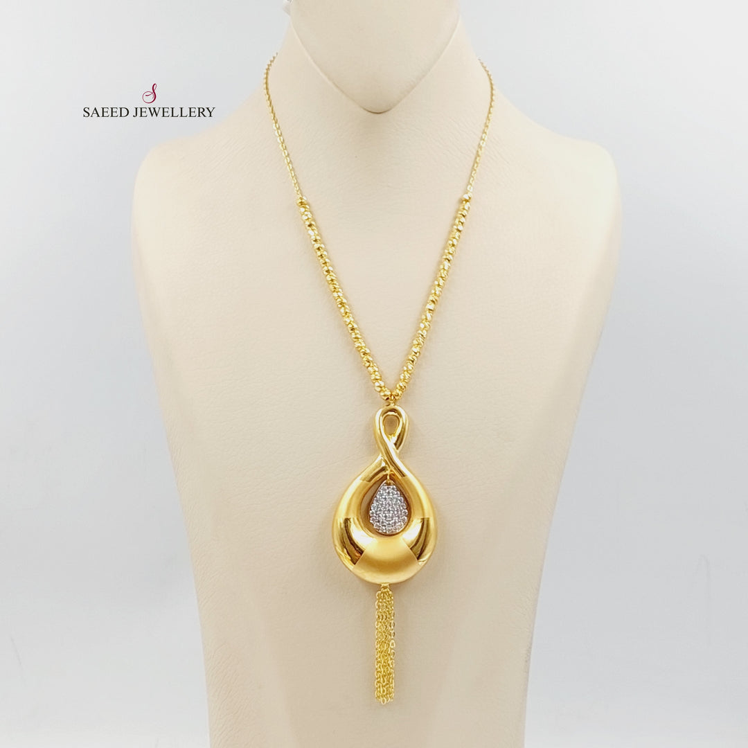 Zircon Studded Deluxe Necklace  Made Of 21K Yellow Gold by Saeed Jewelry-30198