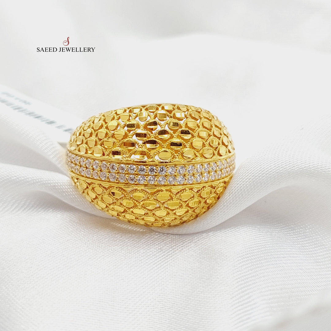 Zircon Studded Deluxe Ring  Made Of 21K Yellow Gold by Saeed Jewelry-29108
