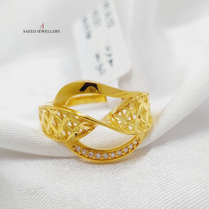 Zircon Studded Deluxe Ring  Made Of 21K Yellow Gold by Saeed Jewelry-29155