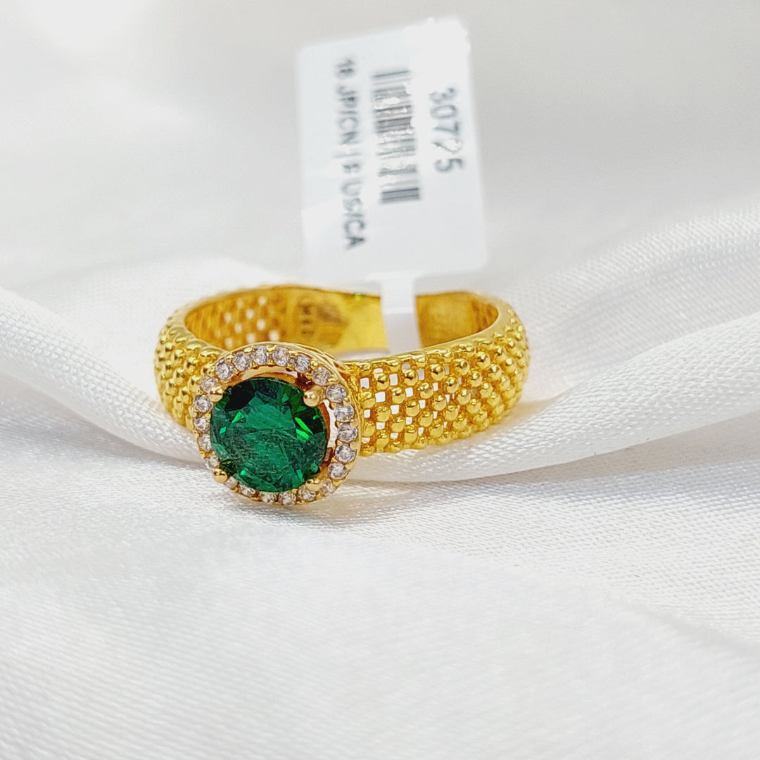 Zircon Studded Deluxe Ring  Made Of 21K Yellow Gold by Saeed Jewelry-30725