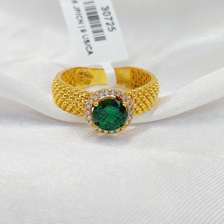 Zircon Studded Deluxe Ring  Made Of 21K Yellow Gold by Saeed Jewelry-30725