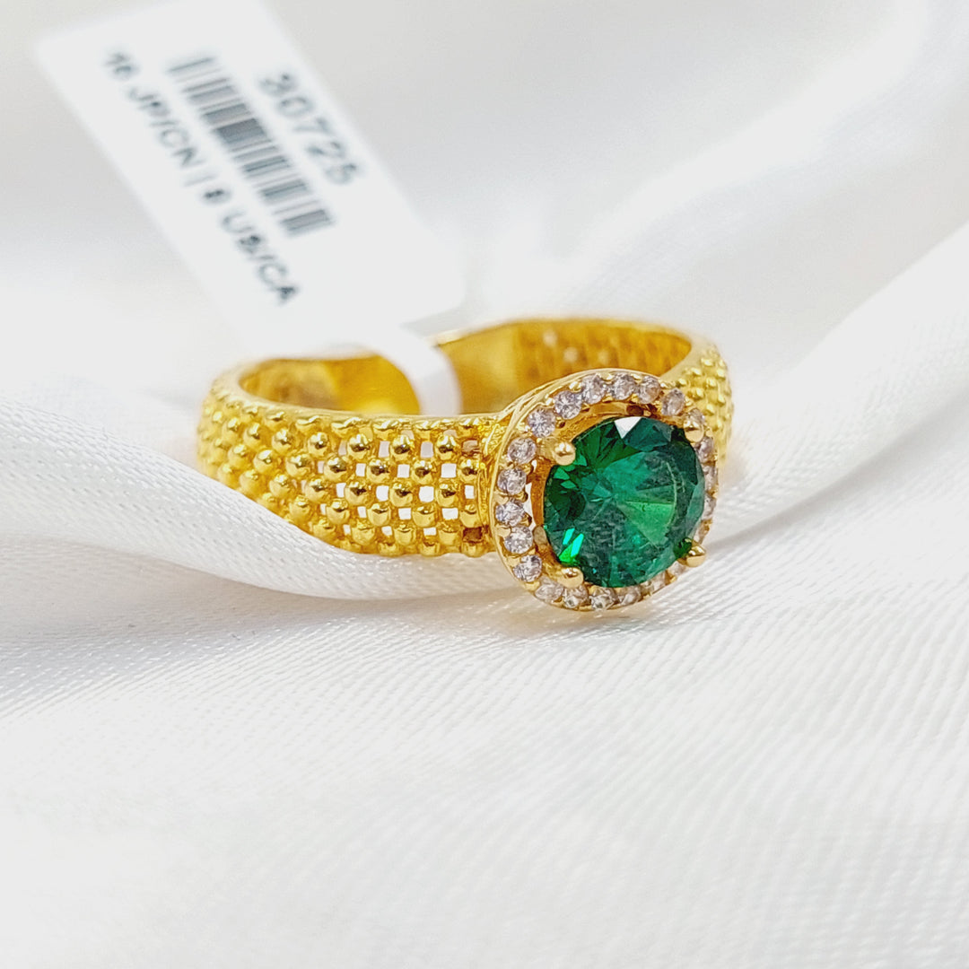Zircon Studded Deluxe Ring  Made Of 21K Yellow Gold by Saeed Jewelry-30725