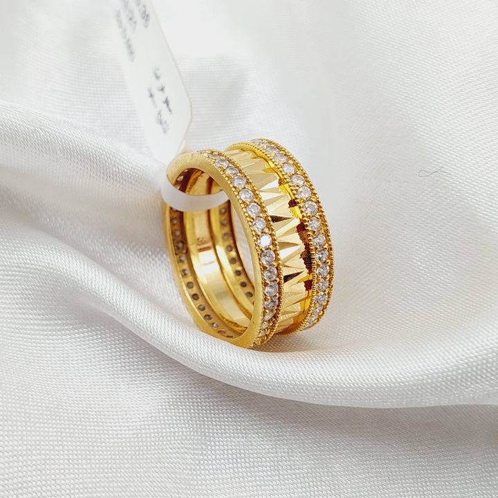 Zircon Studded Deluxe Wedding Ring  Made Of 21K Yellow Gold by Saeed Jewelry-29425