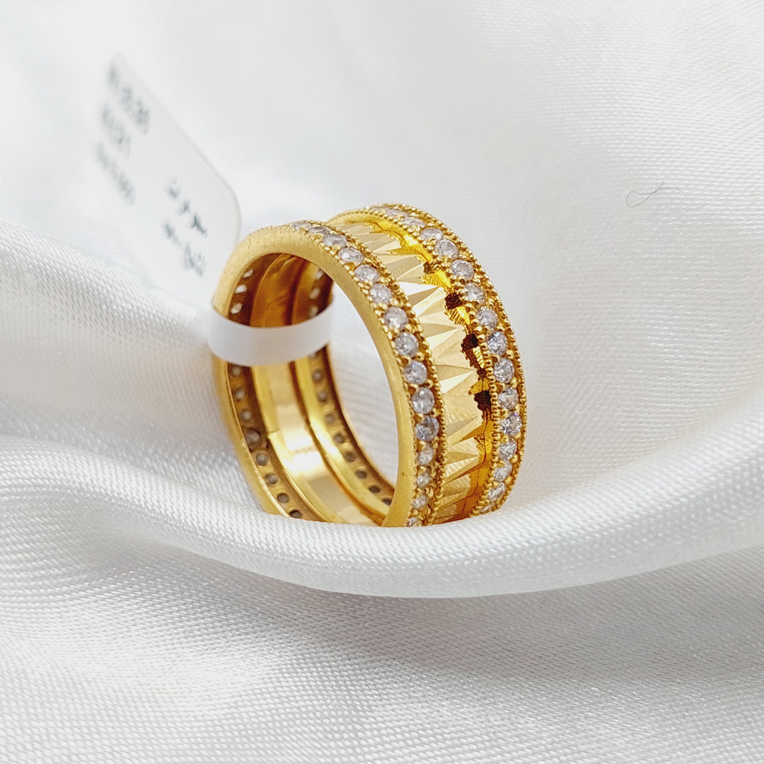 Zircon Studded Deluxe Wedding Ring  Made Of 21K Yellow Gold by Saeed Jewelry-29425