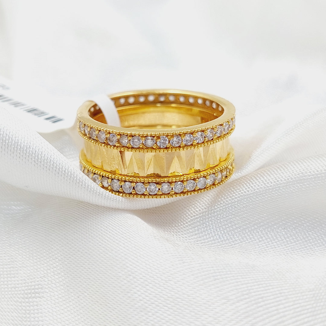 Zircon Studded Deluxe Wedding Ring  Made Of 21K Yellow Gold by Saeed Jewelry-29425